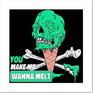 Make Me Melt Dripping Ice Cream Skull Posters and Art